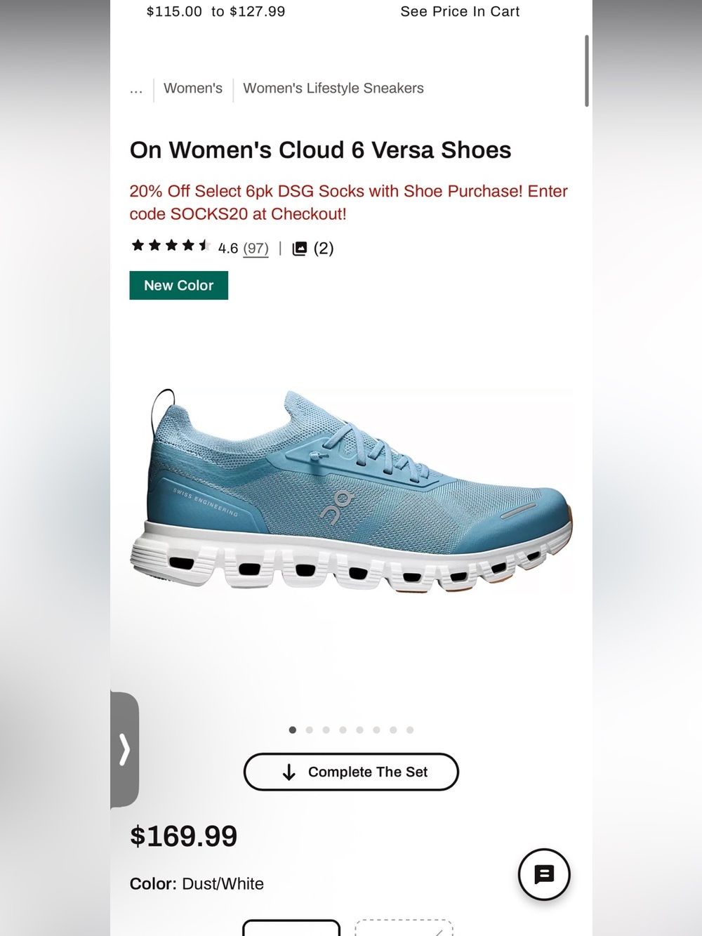 On Running Women's Cloud 6 Versa Shoes - Dust/White Blue Upper size 5.5